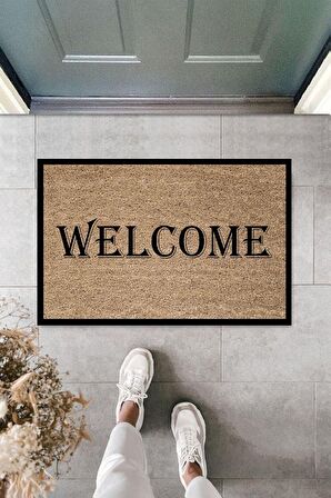 Dormot Home Modern Dijital Baskı - Çerçeveli Welcome - Kapı Önü Paspası