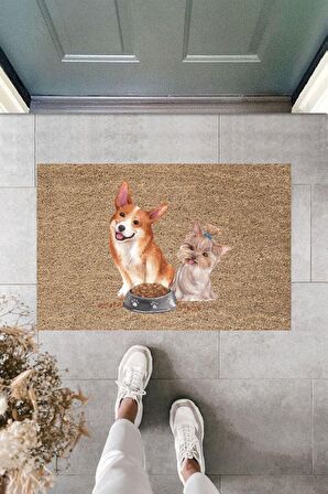 Dormot Home Modern Baskı - Tilkili Köpek - Karşılama Kapı Önü Paspası