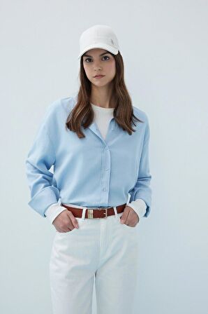DeFacto Relax Fit Keten Uzun Kollu Tesettür Gömlek Tunik C3122AX24SMBE415