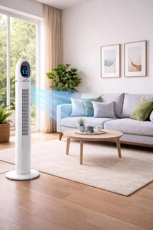 Auhma ACFN06 Kule Tipi Vantilatör 45W Uzaktan Kumandalı Sessiz Vantilatör Dokunmatik LED Ekranlı 3 Modlu