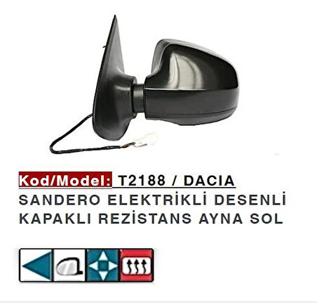 DACİA SANDERO SOL DIŞ DİKİZ AYNA ELEKTRİKLİ KAPAKLI 963018251R GLD-T2188