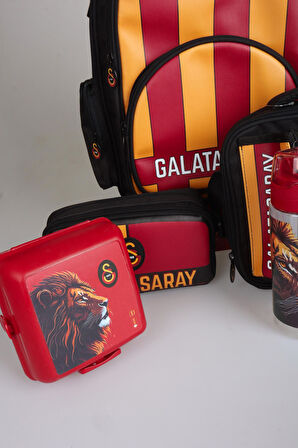 "DEKOMUS CEP DEFTERİ HEDİYELİ" YENİ SEZON LİSANSLI GALATASARAY PARÇALI OKUL,3 BÖLMELİ BESLENME VE KALEM ÇANTASI İLE 500 ML MATARA,BESLENME KABI SETİ