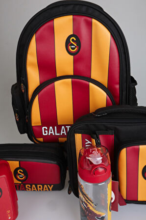 "DEKOMUS CEP DEFTERİ HEDİYELİ" YENİ SEZON LİSANSLI GALATASARAY PARÇALI OKUL,3 BÖLMELİ BESLENME VE KALEM ÇANTASI İLE 500 ML MATARA,BESLENME KABI SETİ