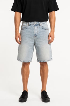 Erkek Washed Jean Şort Açık Mavi
