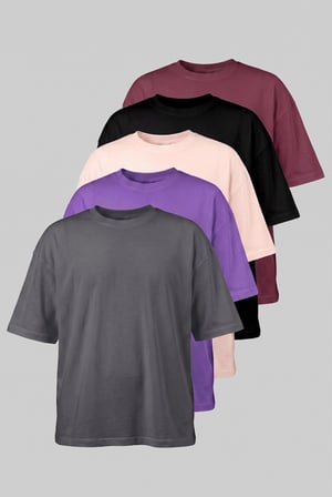 Erkek Basic Oversize T-Shirt 5'li Set
