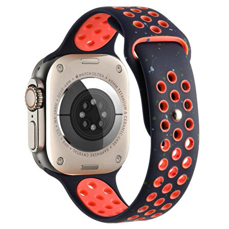 Gpack Apple Watch SE 44mm Kordon Delikli Çift Renk 2023 Seri Silikon