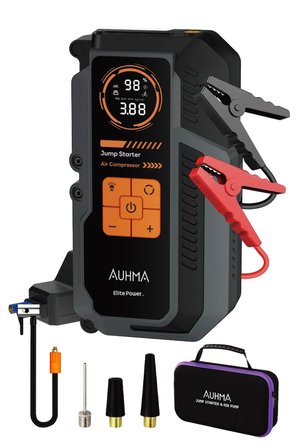 Auhma A9944 16.000 mAh Akü Takviye Cihazı Şarjlı Hava Kompresörü 150 PSI Lastik Şişirme Pompası Powerbank
