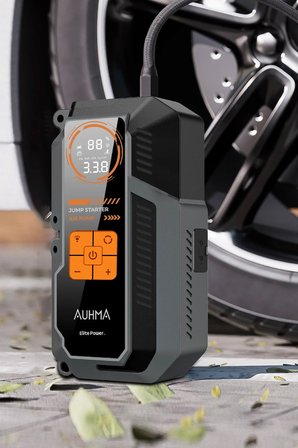 Auhma A9944 16.000 mAh Akü Takviye Cihazı Şarjlı Hava Kompresörü 150 PSI Lastik Şişirme Pompası Powerbank