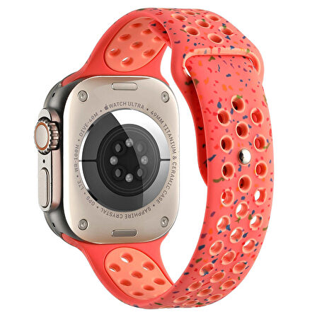 Gpack Apple Watch 7 45mm Kordon Delikli Çift Renk 2023 Seri Silikon