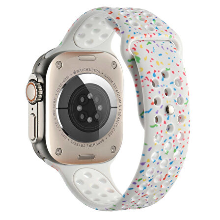 Gpack Apple Watch SE 40 mm Kordon Delikli Çift Renk 2023 Seri Silikon