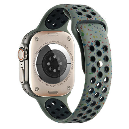 Gpack Apple Watch SE 2 2022 40mm Kordon Delikli Çift Renk 2023 Seri Silikon