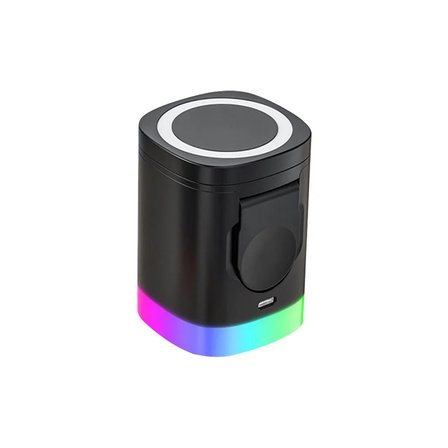 Bagajon 3'ü 1 Arada MagSafe Kablosuz Şarj Standı 15W RGB Işıklı Telefon, Apple Watch ve Kulaklık Şarj İstasyonu