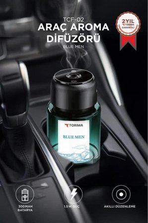 Torima TCF-02 Araç İçi Aroma Difüzörü Lazerli Akıllı Sensör Şarjlı Blue Men Esanslı Araba Kokusu
