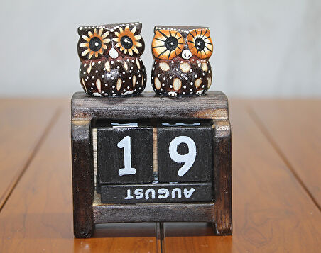 Ahşap Baykuş Takvim Küçük Boy