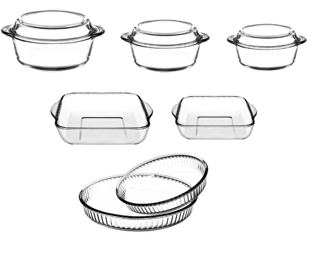 Paşabahçe borcam seti 7 prç. borcam tencere fırın tepsisi takımı seti