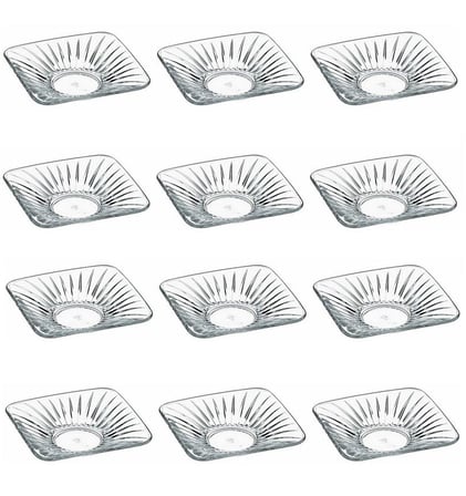 Paşabahçe 54321 12 li kare gravürlü çay bardağı altı - çay tabağı