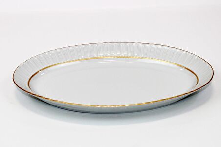 Kütahya porselen kayık tabak sedef yaldızlı 30 cm.