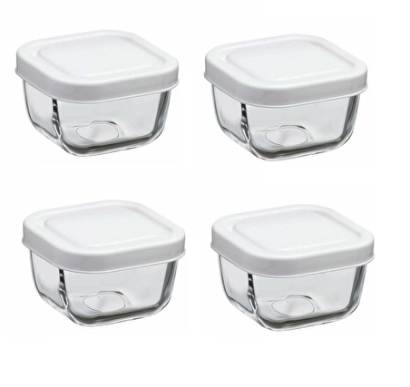 Paşabahçe 53223 snowbox 4 lü cam saklama kabı 275cc beyaz