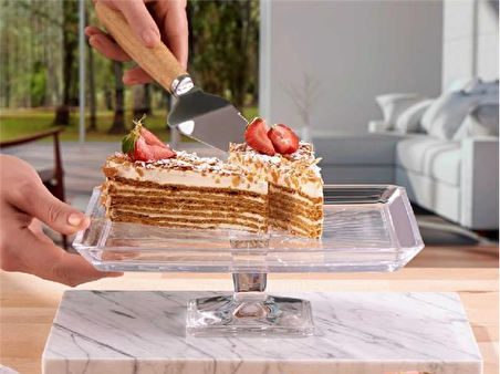 Paşabahçe madlen ayaklı servis tabağı- servis sunum tabağı 2 li