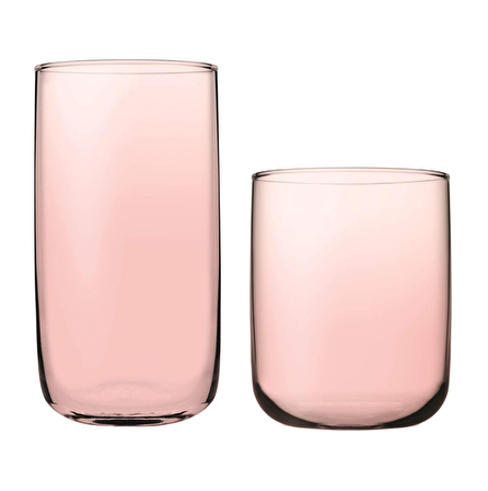 Paşabahçe iconic su bardak 12 li su meşrubat bardağı pembe 2 boy