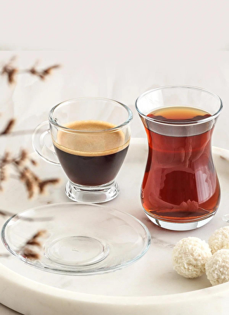 Lav sohbet 18 parça set - çay bardağı tabağı kahve fincanı seti takımı