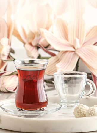 Lav sohbet 18 parça set - çay bardağı tabağı kahve fincanı seti takımı