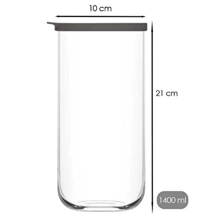 Lav duo saklama kabı 6 lı - cam kavanoz erzak saklama kabı seti takımı gri 1400 ml.