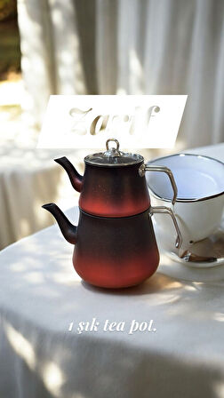 Cheflon granit çaydanlık takımı seti 1+2,75 lt. büyük boy silver kulp