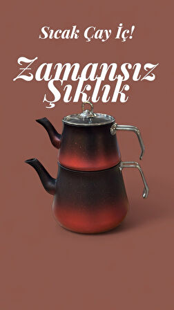 Cheflon granit çaydanlık takımı seti 1+2,75 lt. büyük boy silver kulp