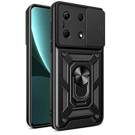 Gpack İnfinix Note 30 Kılıf Sert Silikon Tank Aramid Sürgülü Vega Yüzüklü