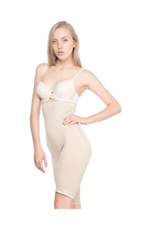 Kadın Dikişsiz Uzun Paçalı Boxer Korse Ten