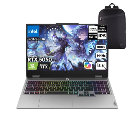 Lenovo LOQ 15IRX10 i5-14500HX 48 -GBDDR5 1 TB RTX5050 (8GB-GDDR7-100W) 15.6" FHD Windows 10 Pro + HMF Sırt Çantası 83JE012FTRHMF50