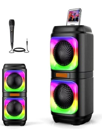 Blic BLS-48 Şarjlı Taşınabilir Bluetooth Hoparlör – Extra Bass, RGB Disko Işıkları, Mikrofonlu