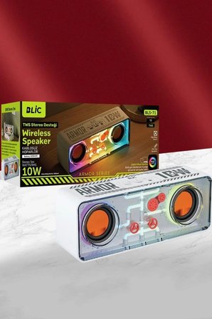 Blic BLS-71 Armor Series Şeffaf Mecha RGB Işıklı 10W Bluetooth Hoparlör Beyaz TWS Destekli Kablosuz Soundbar