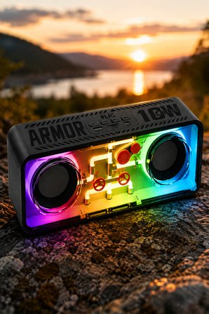 Blic BLS-71 Armor Series Şeffaf Mecha RGB Işıklı 10W Bluetooth Hoparlör Siyah TWS Destekli Kablosuz Soundbar