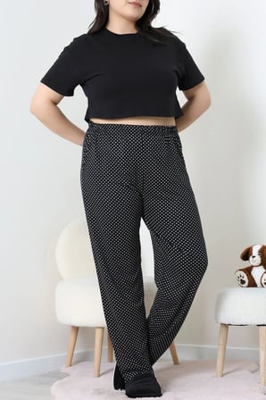 Modi Green Cepli Viskon Büyük Beden Pijama Altı Siyahpuanlı - 52333.1731.