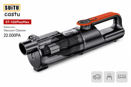 Castu ST-126 Plus Max Araç içi Süpürge 22.000PA Güçlü Vakum ve Üfleme Özelliği Kablosuz Taşınabilir 6.000 MAH Bataryalı Turuncu 