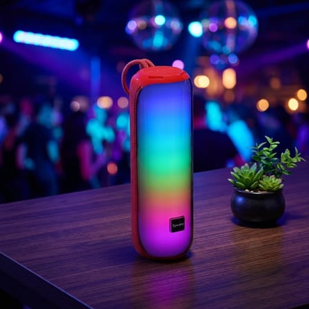 Blic BLS-73 12W RGB Işıklı Bluetooth Hoparlör TWS Stereo USB TF AUX Destekli Kumaş Dokulu Kablosuz Speaker Mavi