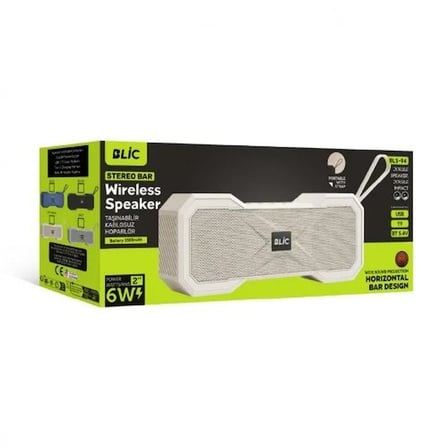 Blic BLS-94 6W Stereo Bluetooth 5.4 Hoparlör 1500mAh Yatay Tasarımlı Taşınabilir Kablosuz Speaker Siyah