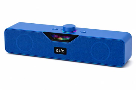 Blic BLS-86 Bluetooth 5.4 Mini Soundbar 6W RMS 1500mAh Kablosuz Masaüstü Hoparlör TF Kart USB Destekli Mavi