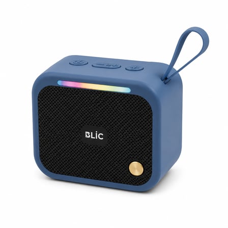 Blic BLS-87 Bluetooth 5.4 Taşınabilir Mini Hoparlör 6W Güçlü Ses LED Işıklı Askı Aparatlı Kablosuz Speaker Mavi