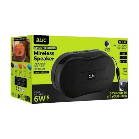 Blic BLS-96 6W Bluetooth Hoparlör – Telefon Standlı, 1200mAh, USB TF Kart Destekli Askılı Taşınabilir Speaker Sarı