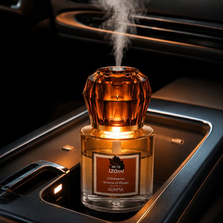 Auhma AF-13 120ml Şarjlı Ultrasonik Araç Koku Difüzörü Sarı Ambiyans Işıklı Chanel Esans Aroma Yayıcı