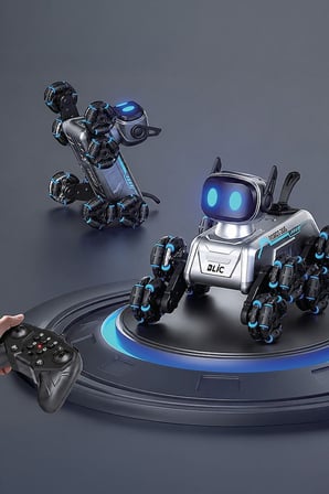 Bagajon BRB2 AI Akıllı Robot Köpek 2.4GHz Uzaktan Kumandalı Jest ve Ses Kontrollü 360° Akrobatik RGB Işıklı Buhar Efektli Şarjlı Oyuncak
