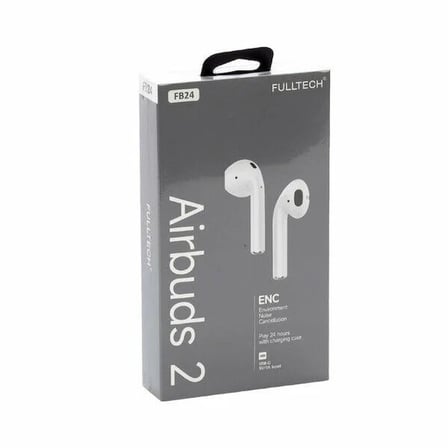 Fulltech Airbuds 2 FB24 Bluetooth Kablosuz Kulaklık ENC Gürültü Azaltma 24 Saat Kullanım Type-C Şarj – Beyaz