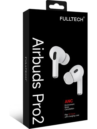 Fulltech AirBuds Pro2 ANC Gürültü Engellemeli Kablosuz Bluetooth 5.3 TWS Kulaklık 24 Saat Kullanım iOS Android – Beyaz