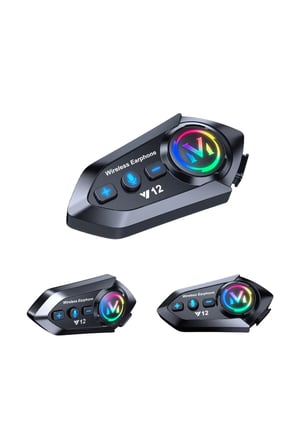 Blic Y12 Motosiklet Kask Intercom Bluetooth 5.4 Kulaklık – Işıklı, Su Geçirmez, Mikrofonlu Müzik ve Telefon Görüşme