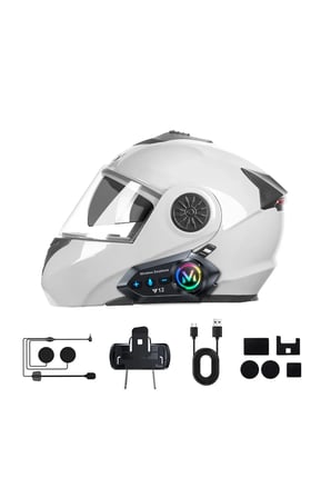 Blic Y12 Motosiklet Kask Intercom Bluetooth 5.4 Kulaklık – Işıklı, Su Geçirmez, Mikrofonlu Müzik ve Telefon Görüşme