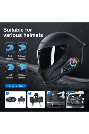 Blic Y12 Motosiklet Kask Intercom Bluetooth 5.4 Kulaklık – Işıklı, Su Geçirmez, Mikrofonlu Müzik ve Telefon Görüşme