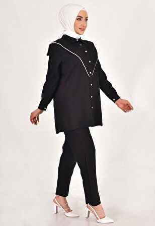 LİNA KETEN KUMAŞ TAŞ DETAYLI TESETTÜR 2Lİ TAKIM